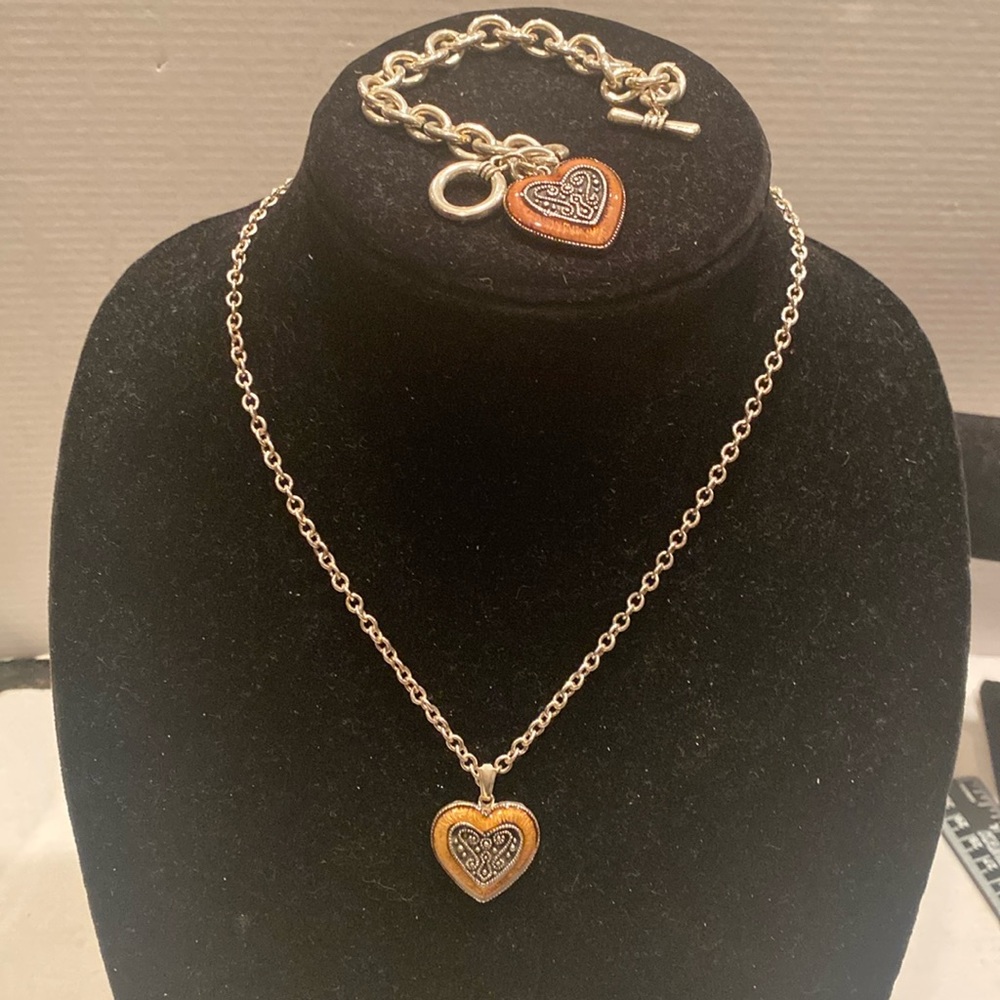 Vintage Heart Necklace and Bracelet Set